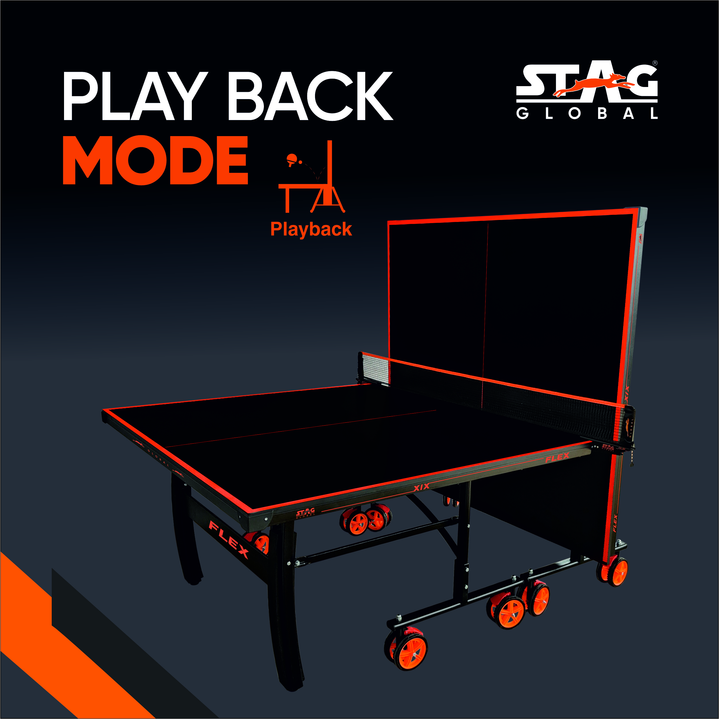 STAG GLOBAL Flex Table Tennis Table Black Top, Thickness 19mm with 2 TT Rackets, 6 Balls, 1 Table Cover & Clamp Net - Image 2