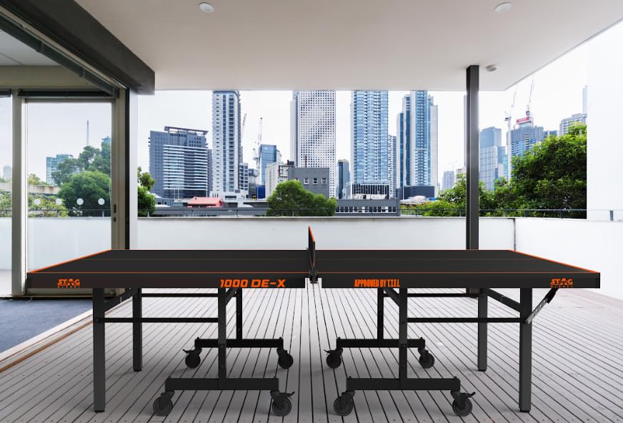 STAG GLOBAL 1000 DE-X Table Tennis Table Full Size Professional Table with 1 Table Cover, 2 TT Rackets, 6 Balls, 1 Clamp Net - Image 1