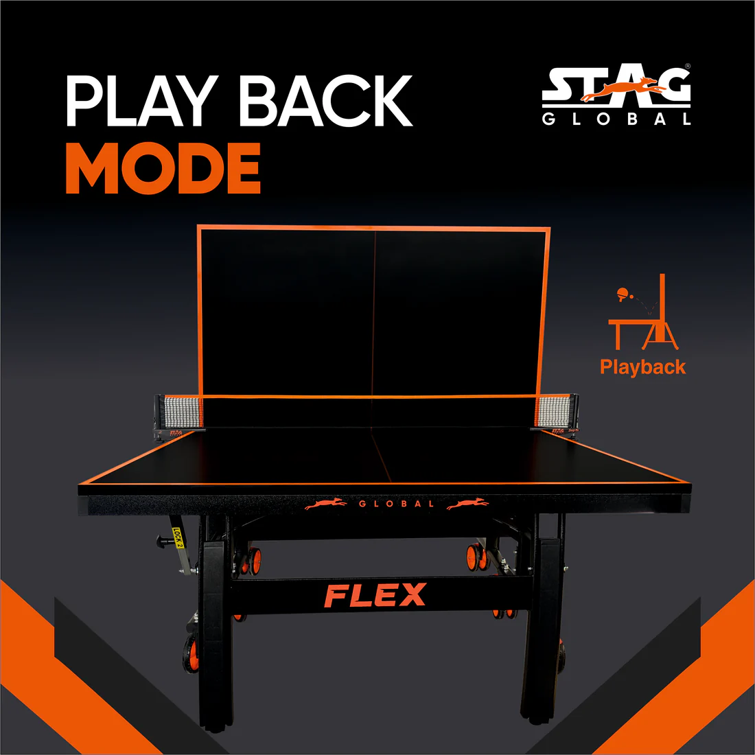 STAG GLOBAL Flex Table Tennis Table Black Top Thickness 22mm with 2 TT Rackets, 6 Balls, 1 Table Cover & Clamp Net - Image 2