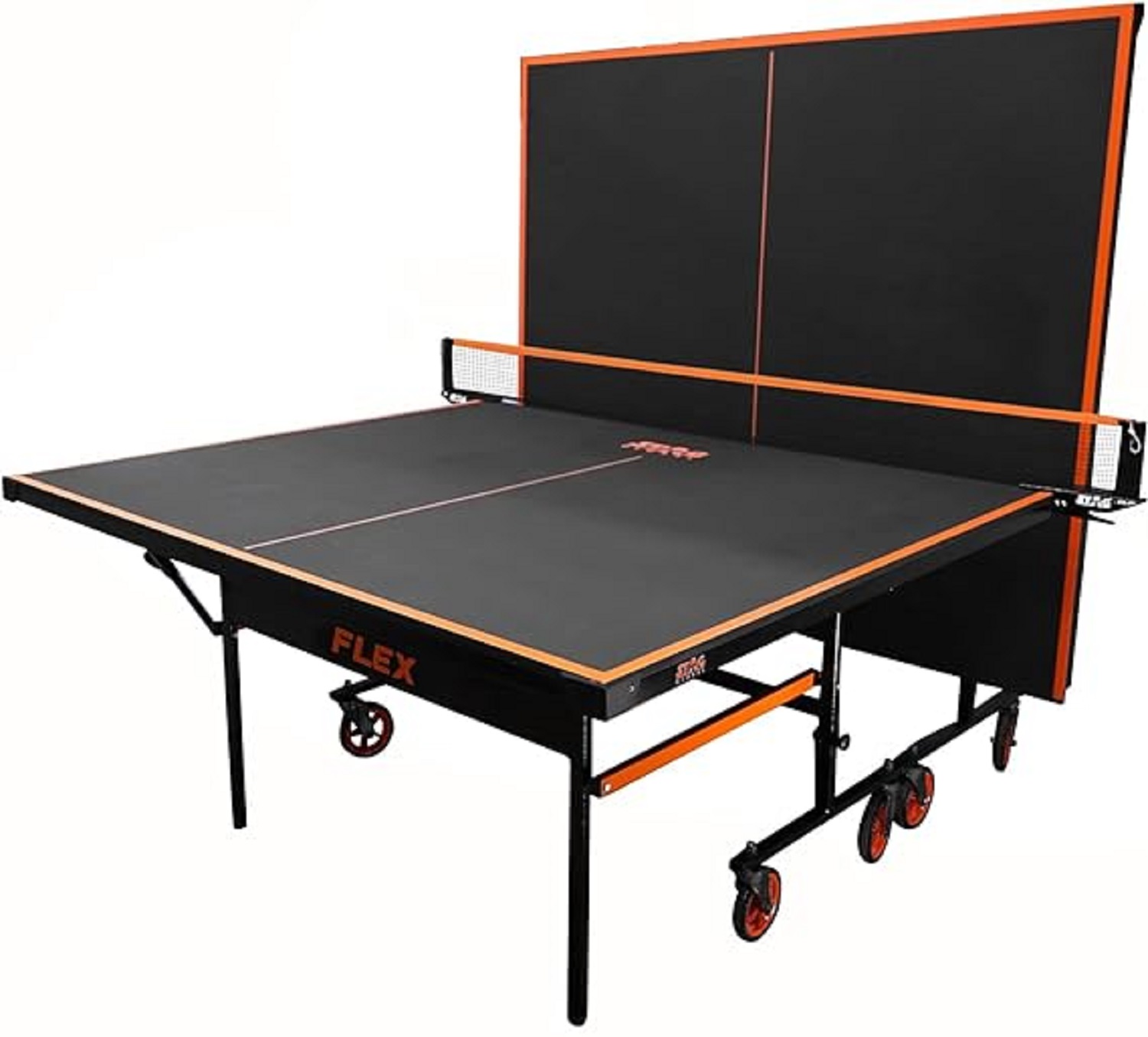 STAG GLOBAL Flex Table Tennis Table Black Top, Thickness 16mm with 2 TT Rackets, 6 Balls, 1 Table Cover & Clamp Net - Image 1