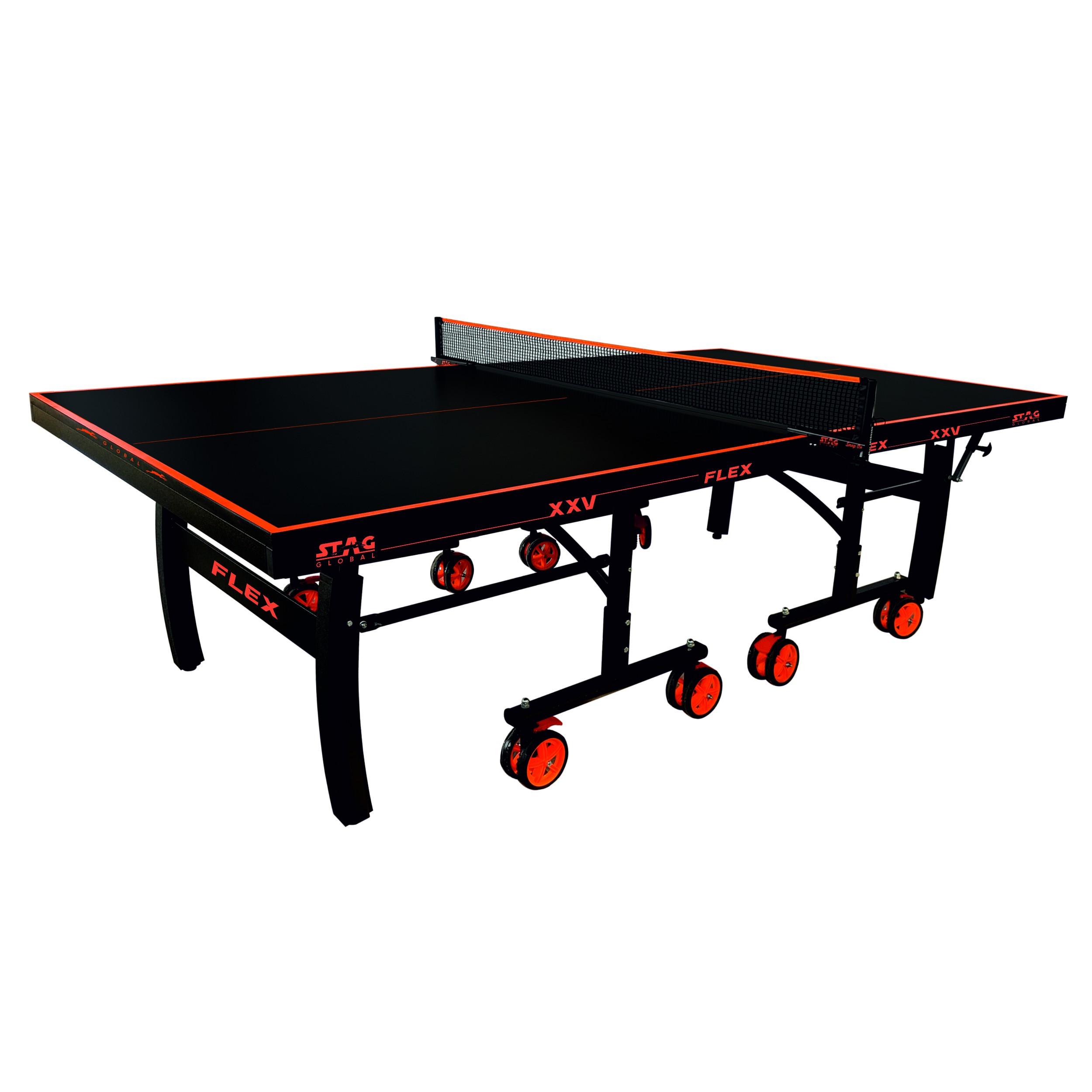 STAG GLOBAL Flex Table Tennis Table – Premium Black Top 25 mm with 2 TT Rackets, 6 Balls, 1 Table Cover & Clamp Net - Image 1