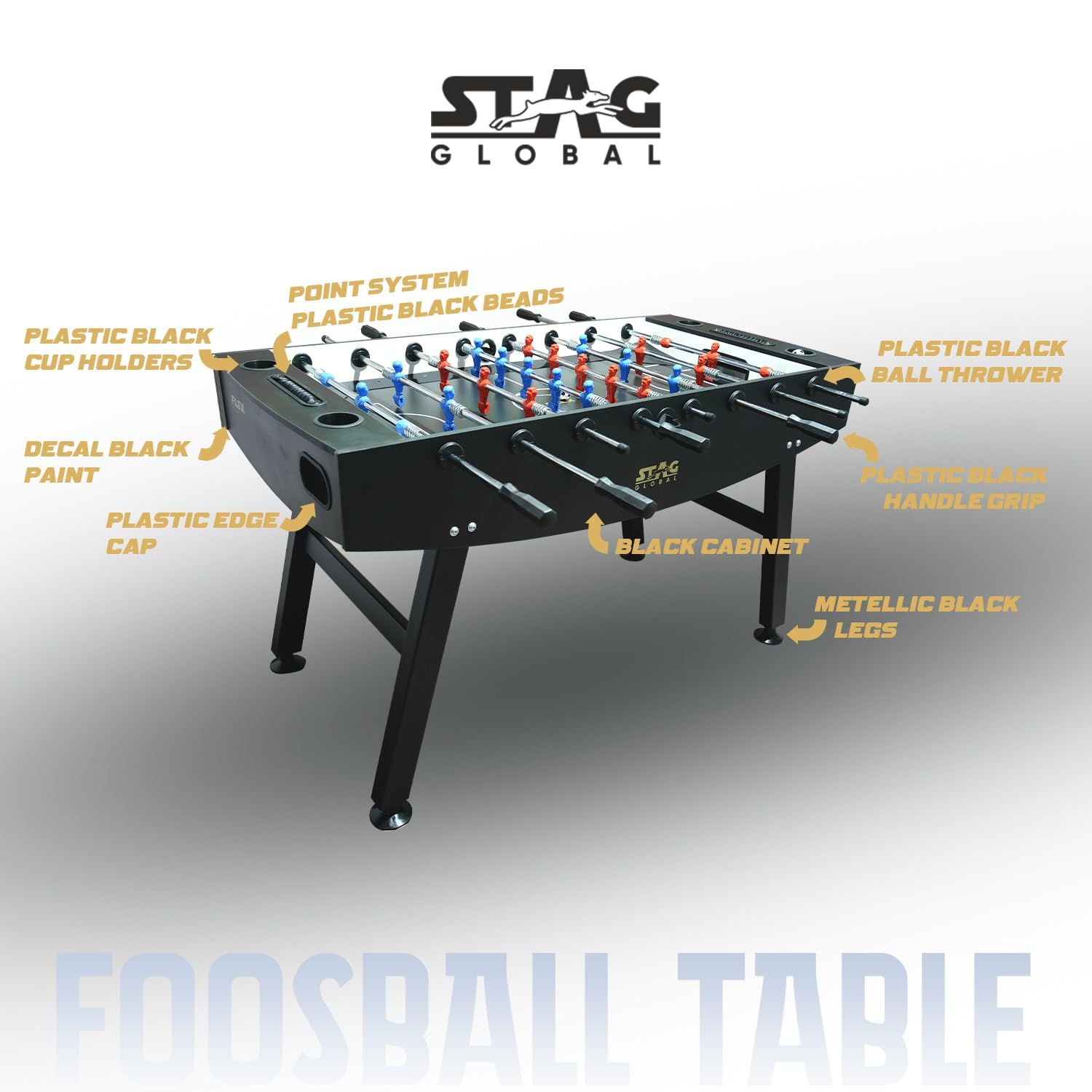 STAG GLOBAL Flex Foosball Table | Premium Table Soccer for Kids | Adults with Cup Holders | Ideal for Home & Club - Image 1