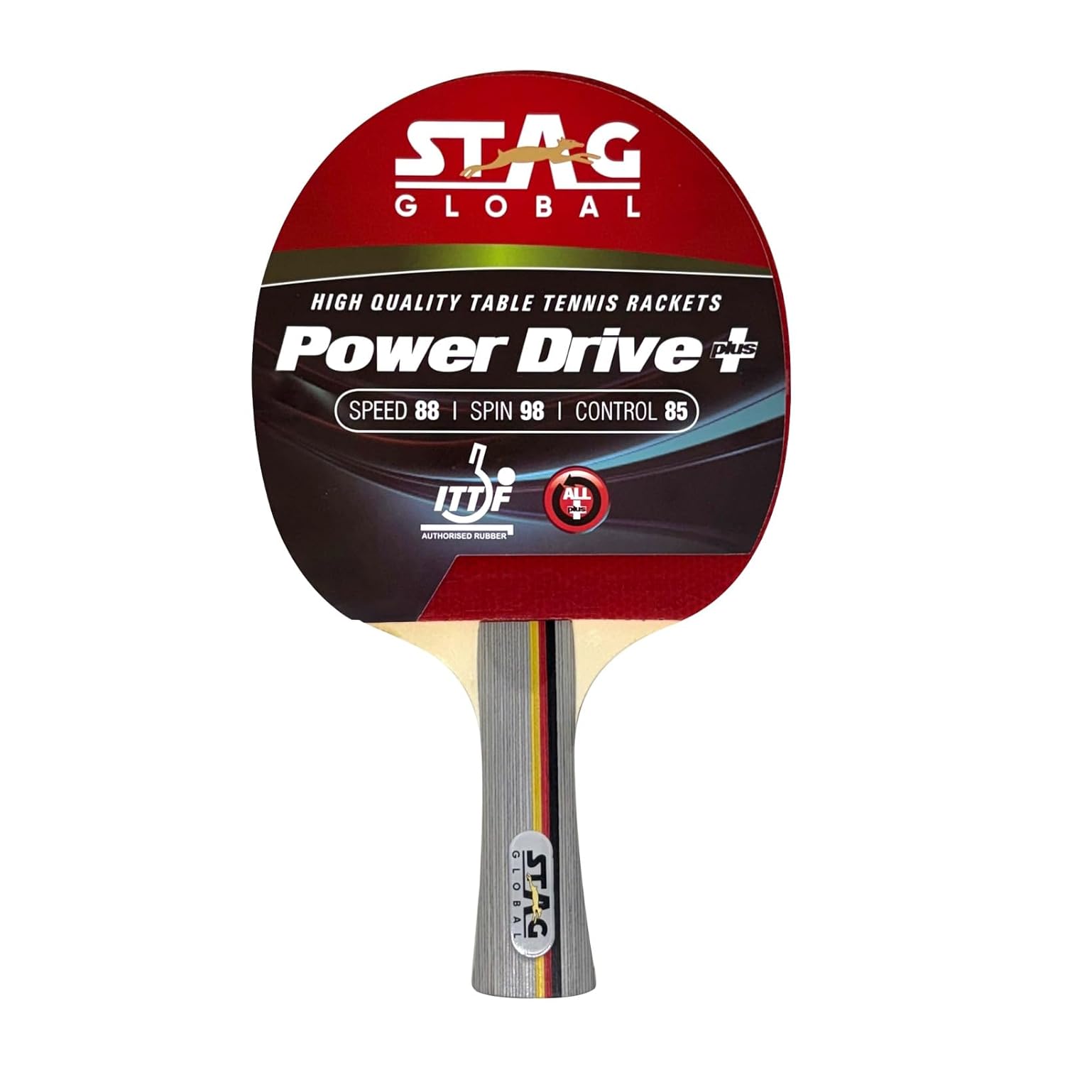 STAG GLOBAL Power Drive+ Table Tennis Racket | ITTF Approved | High Spin | Speed & Control Paddle - Image 1