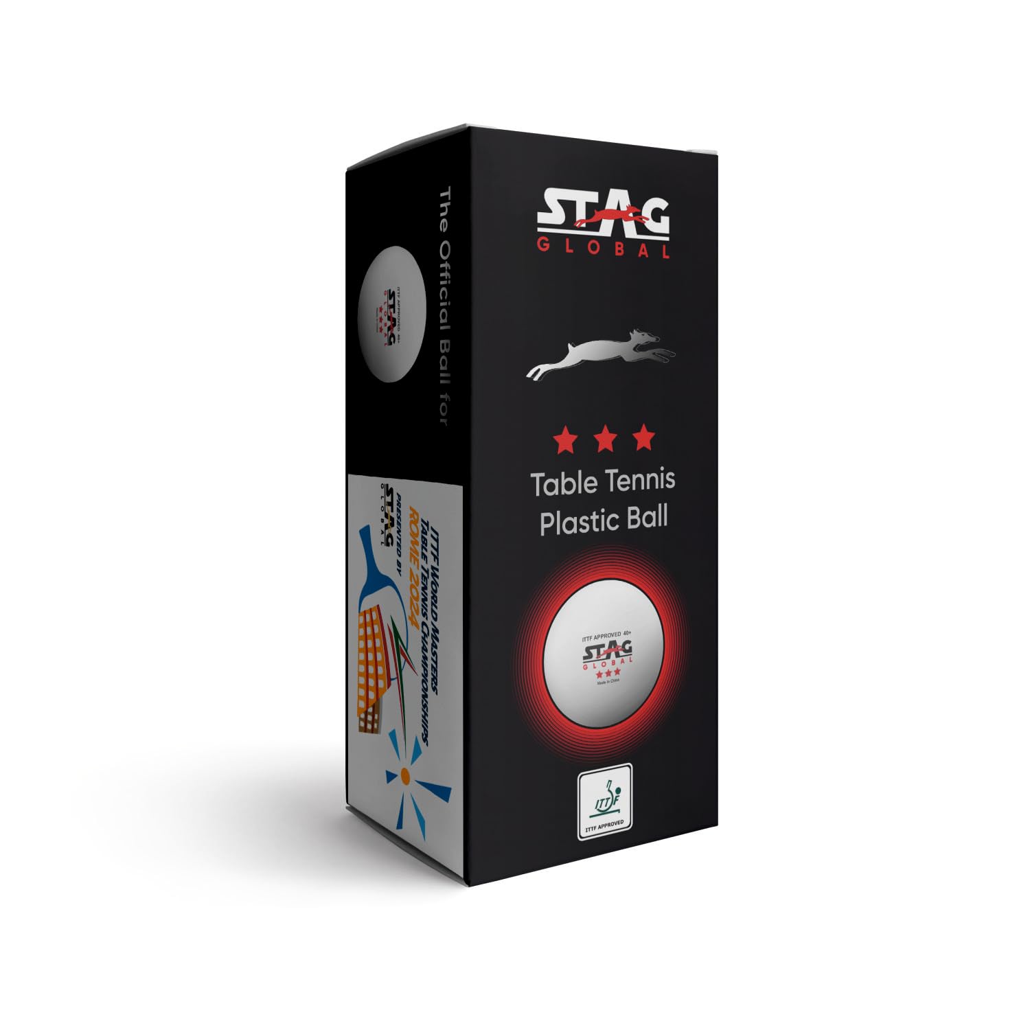 STAG GLOBAL Special Edition : Rome 2024 3 Star 40+ MM Table Tennis Ball - Image 2
