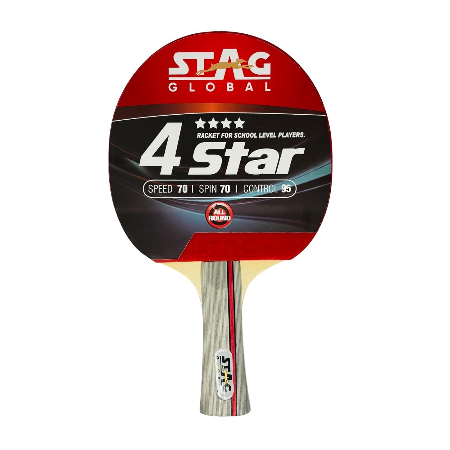 STAG GLOBAL 4 Star Table Tennis Racket | Speed 70 | Spin 70 | Control 95 | ITTF Approved Rubber - Image 1