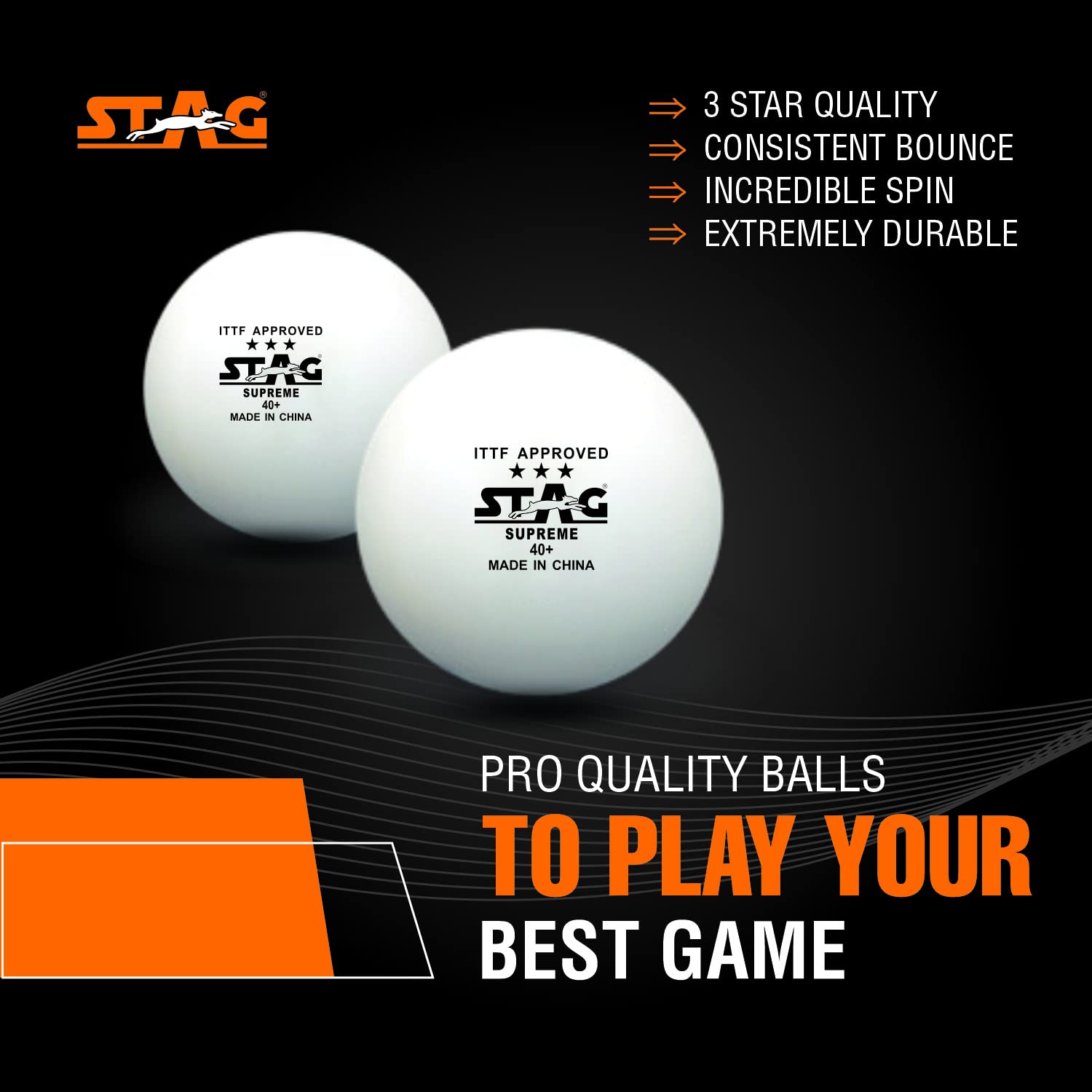 STAG GLOBAL 3 Star Supreme Table Tennis Ball | ITTF Approved, 40+ - Image 2