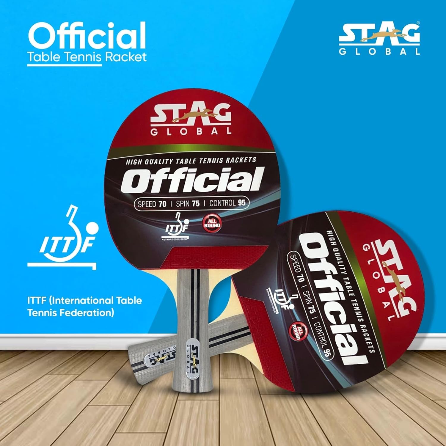 STAG GLOBAL Official Table Tennis Racket | ITTF Approved Rubber | Professional T.T Racket | Superior Control & Spin - Image 2