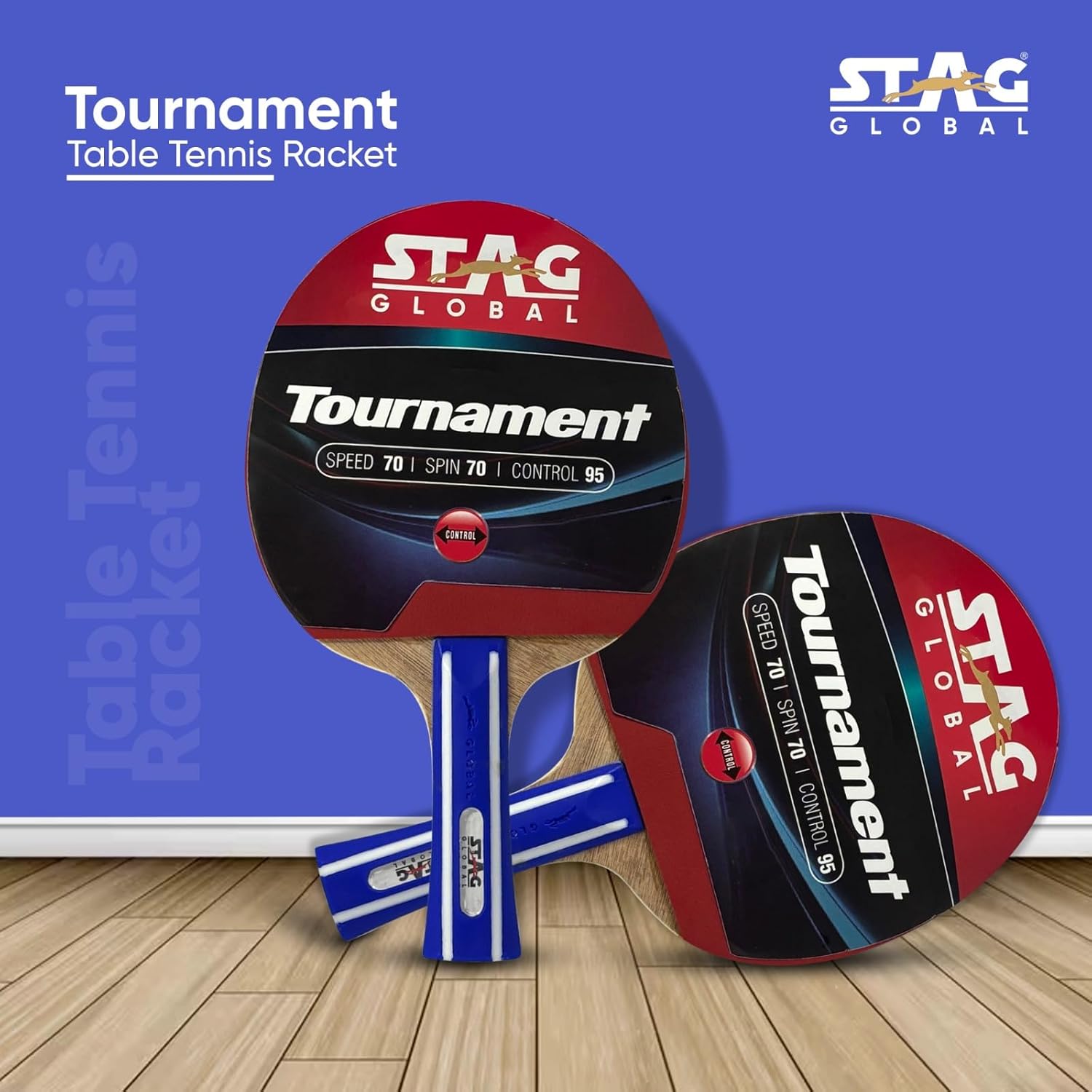 STAG GLOBAL Tournament Table Tennis Racket | Speed 70, Spin 70, Control 95 - Image 2