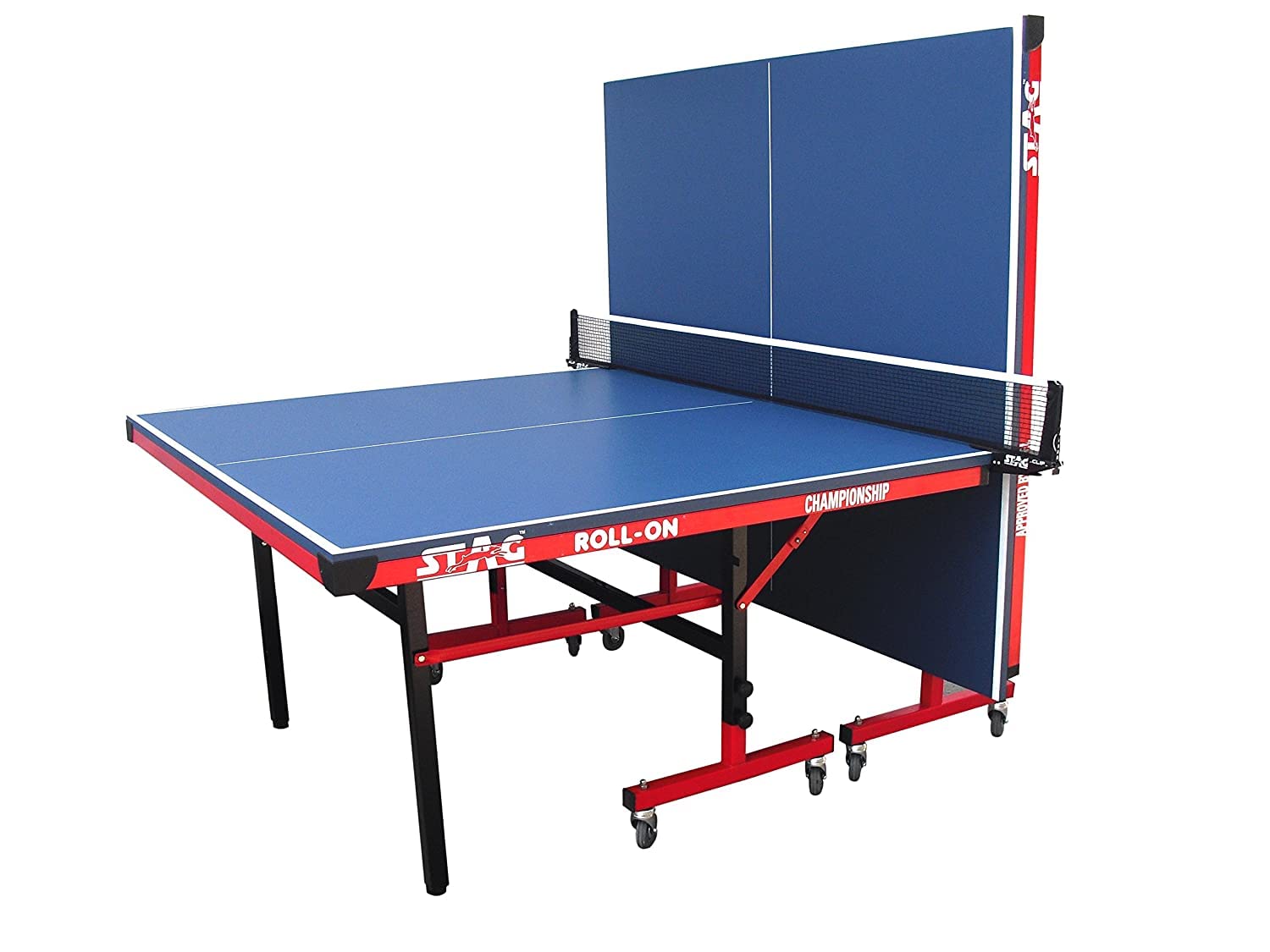 STAG GLOBAL Championship Roll-On Table Tennis TT Table – 22mm Top Thickness with 2 TT Rackets, 6 Balls, 1 Table Cover & Clamp Net - Image 1