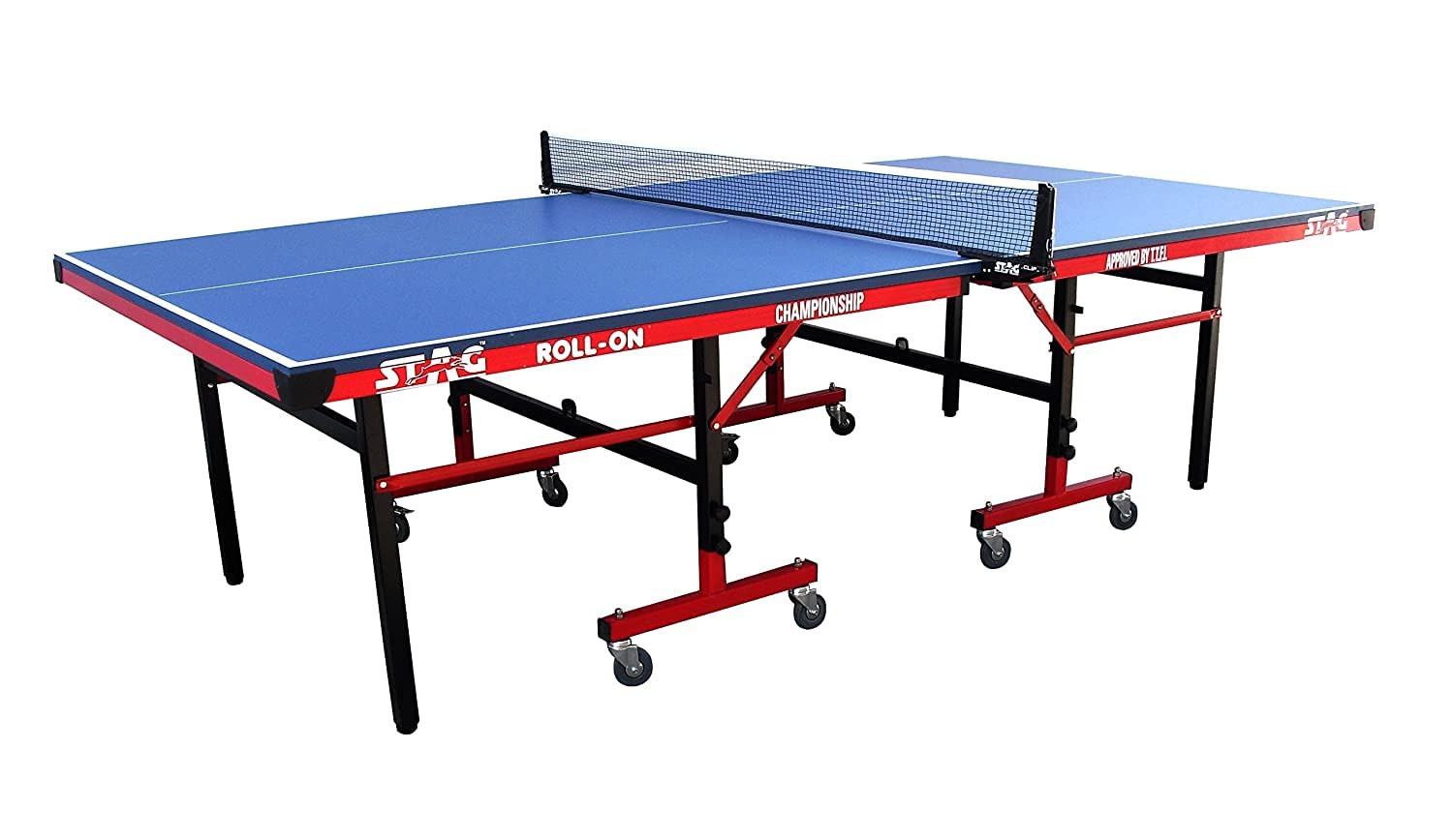 STAG GLOBAL Championship Roll-On Table Tennis TT Table – 22mm Top Thickness with 2 TT Rackets, 6 Balls, 1 Table Cover & Clamp Net - Image 2