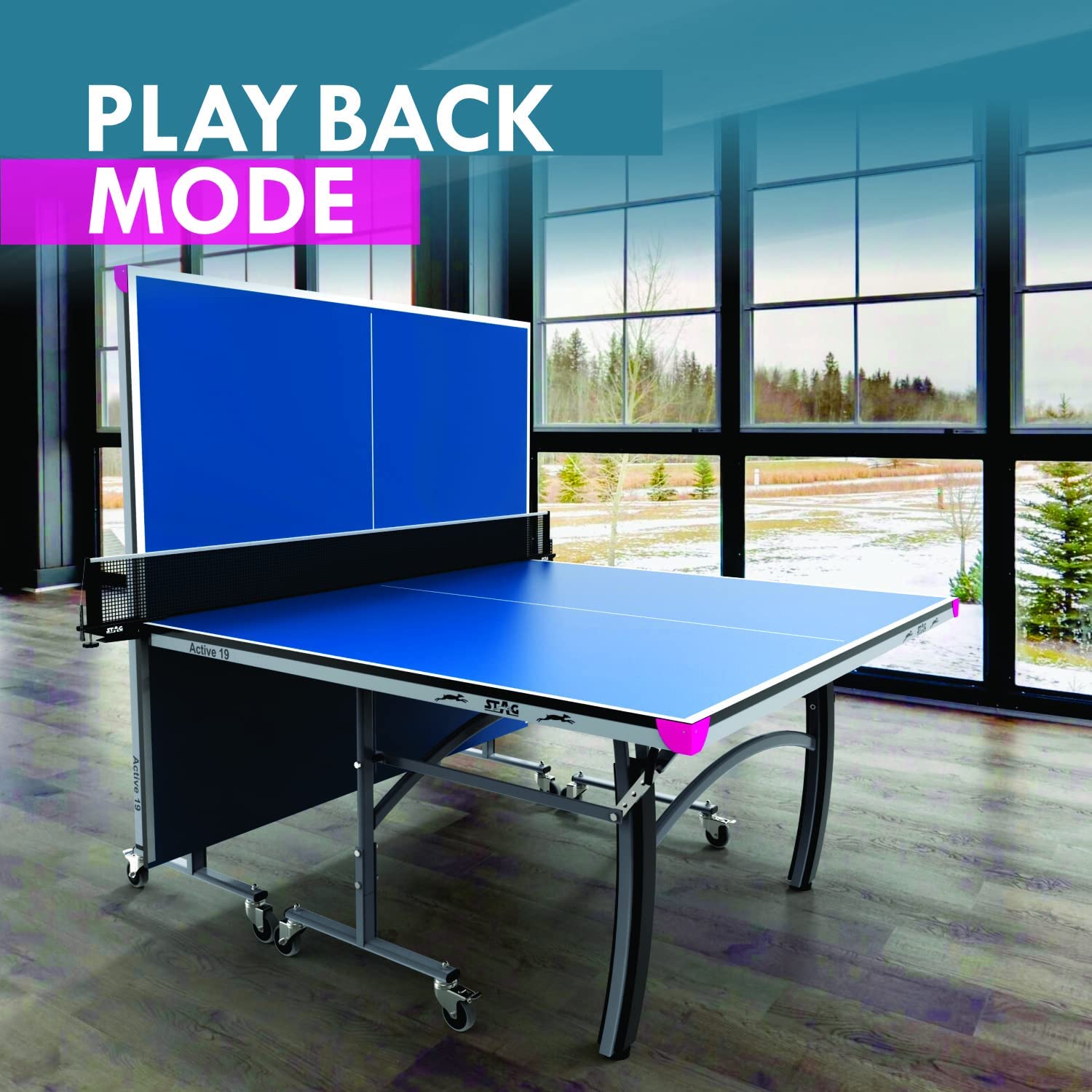 STAG GLOBAL Active 19 Table Tennis Table (2025 Model) With 2 Racket, 6 Balls, Clamp Net, 1 Cover - Image 1